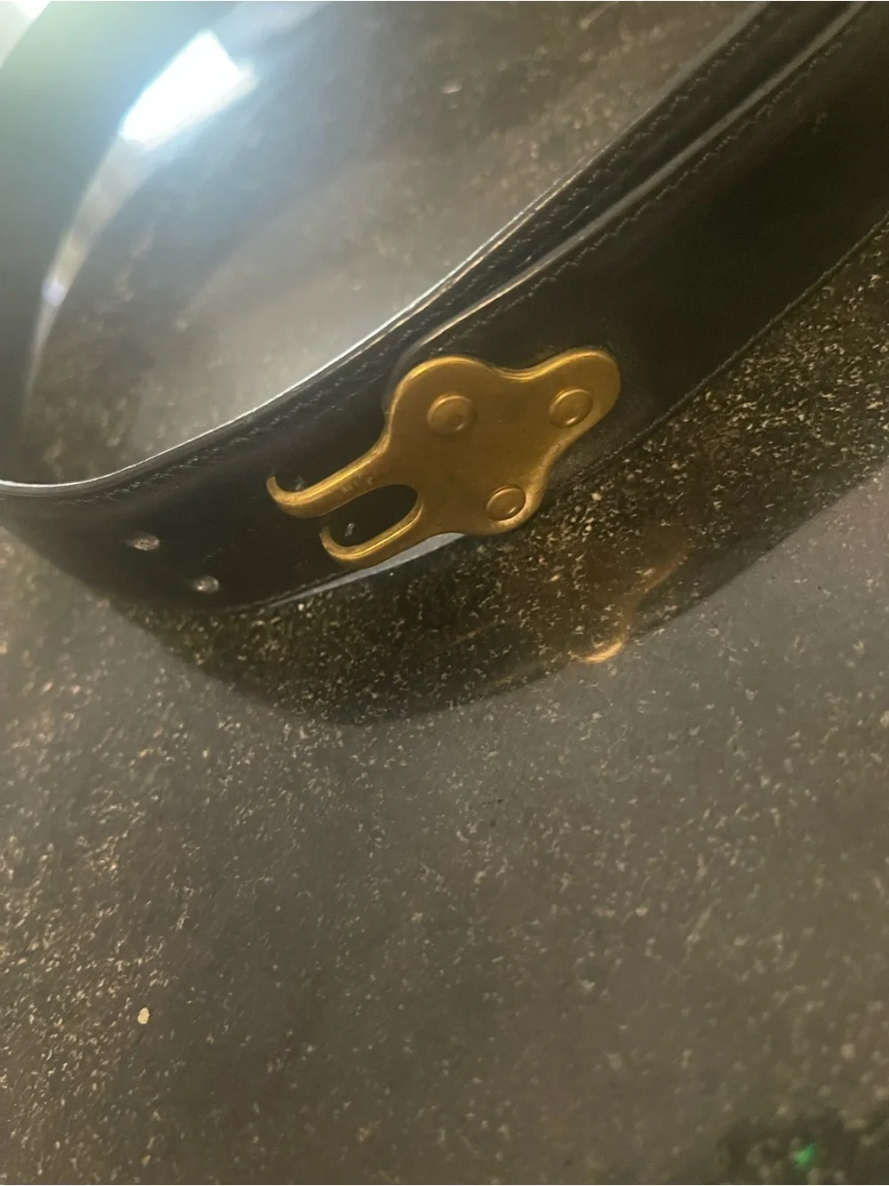 Ralph Lauren Blk Leather Belt with Gold Crest Emblem made in Italy size 30 RARE
